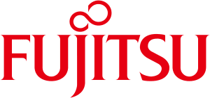 Logo Fujitsu sur fond transparent